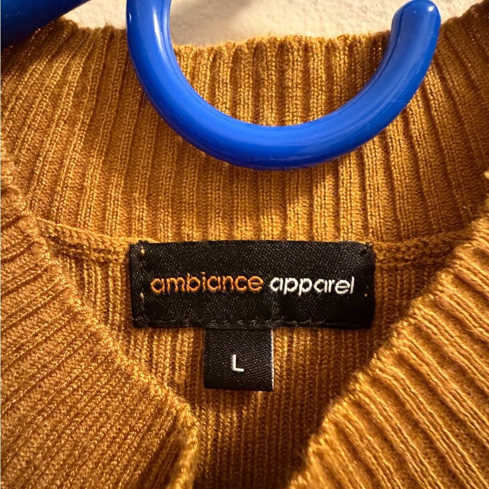 Ambiance Mustard Ribbed Knit Top - Picture 3 of 4